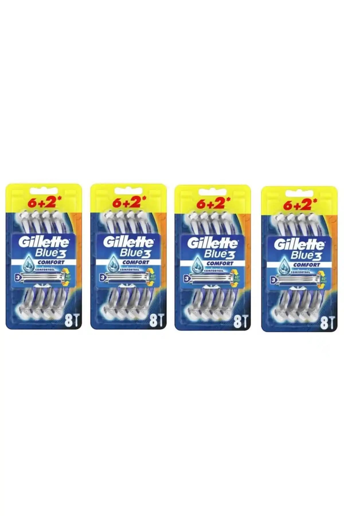Gillette Blue3 Comfort Yedek Tıraş Bıçağı: Üç Bıçaklı Tasarım ve 32 Adet Paket