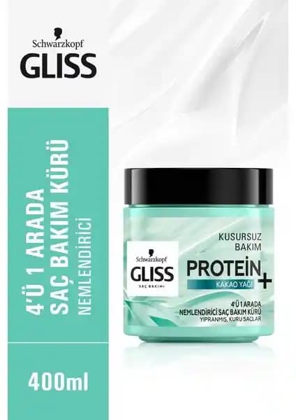 Gliss 4'ü 1 Arada Nemlendirici Saç Kürü: Kakao Yağı ile Nemlendirme ve Onarım (400 ml)