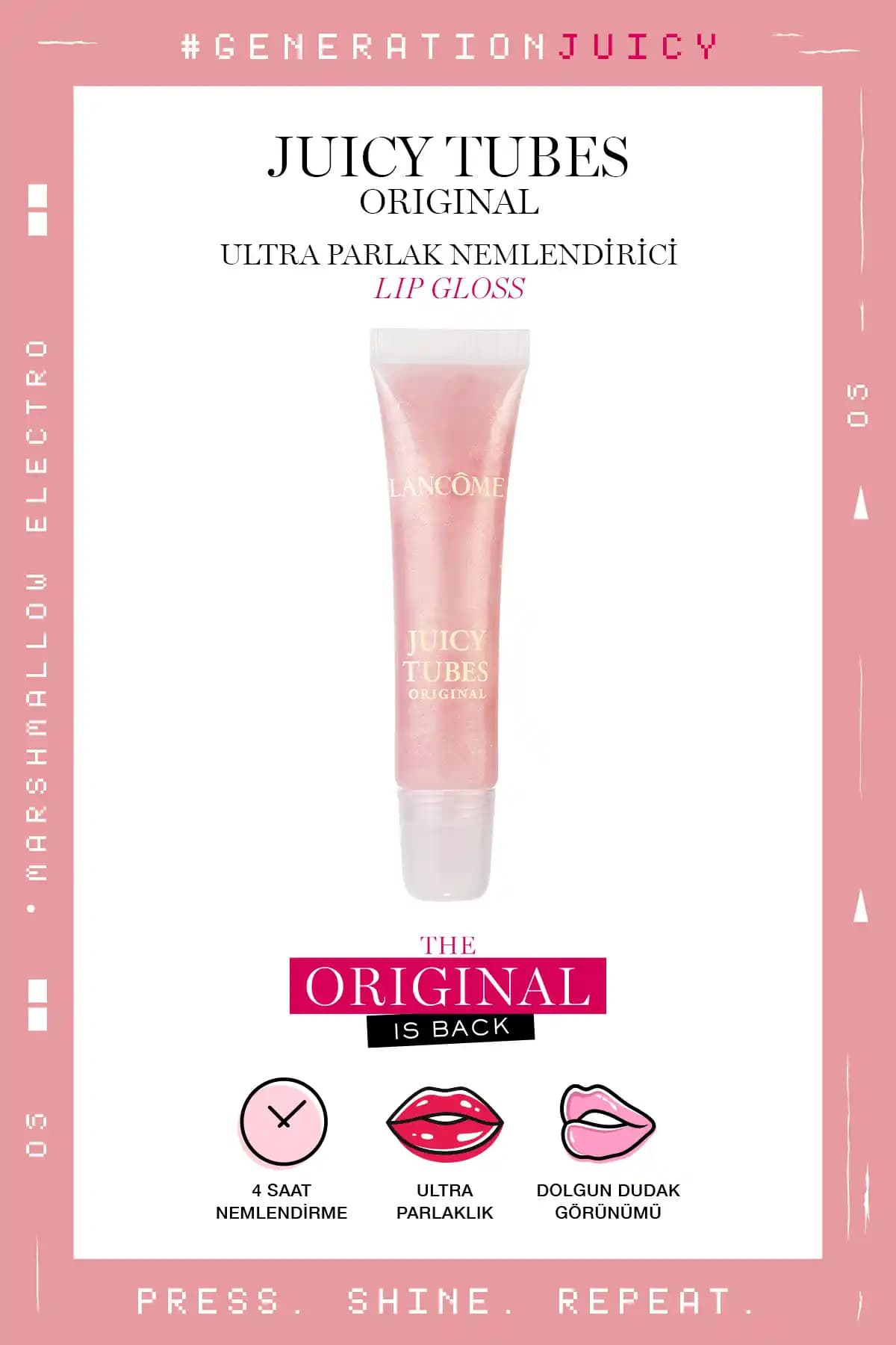 Lancome Juicy Tubes Marshmallow Electro: Üç farklı parlaklıkla ışıltılı dolgun dudaklar