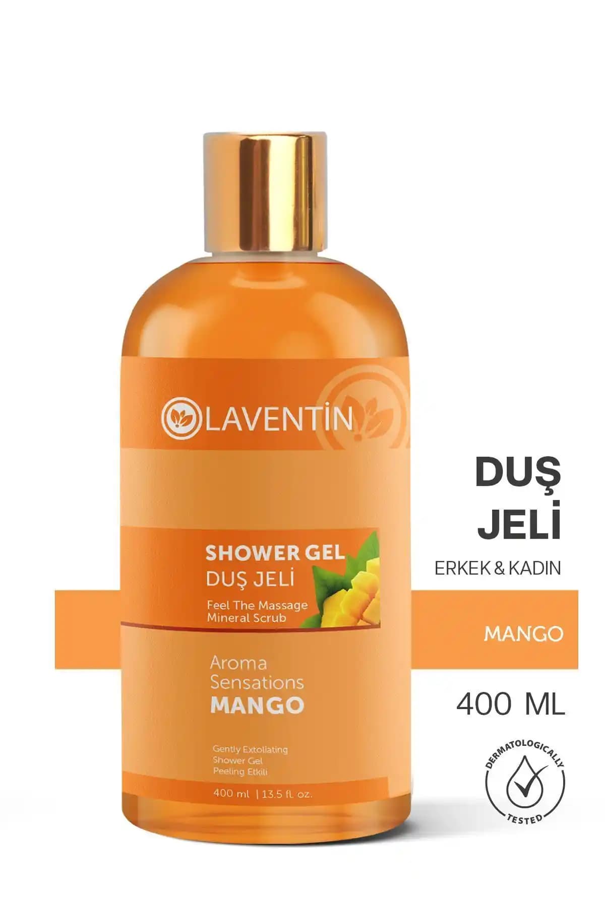Laventin Mango Duş Jeli (400 ml) – Organik, Türkiye Menşei, Arındırıcı ve Nemlendirici