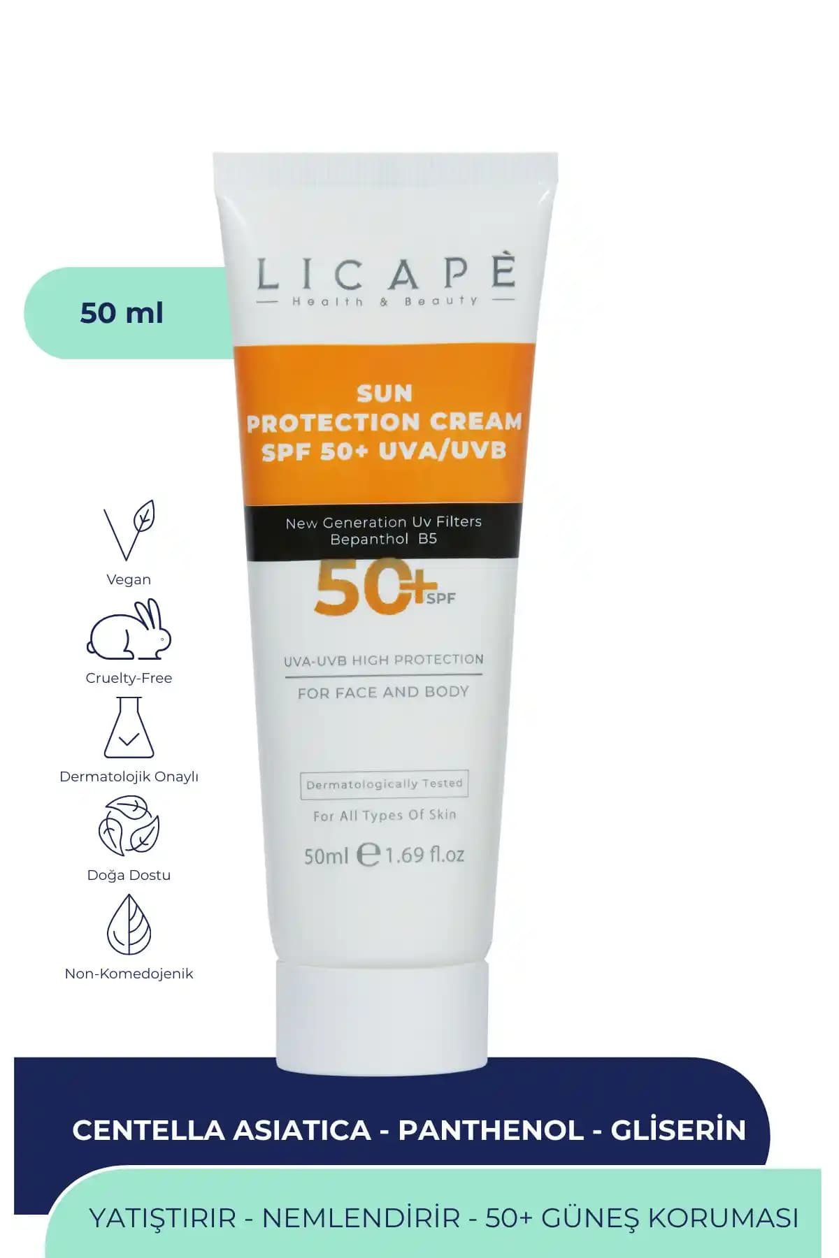 Licape SPF 50+ Güneş Kremi 50 ml: Yüksek Koruma, Renksiz Uyum ve Bitkisel Formül