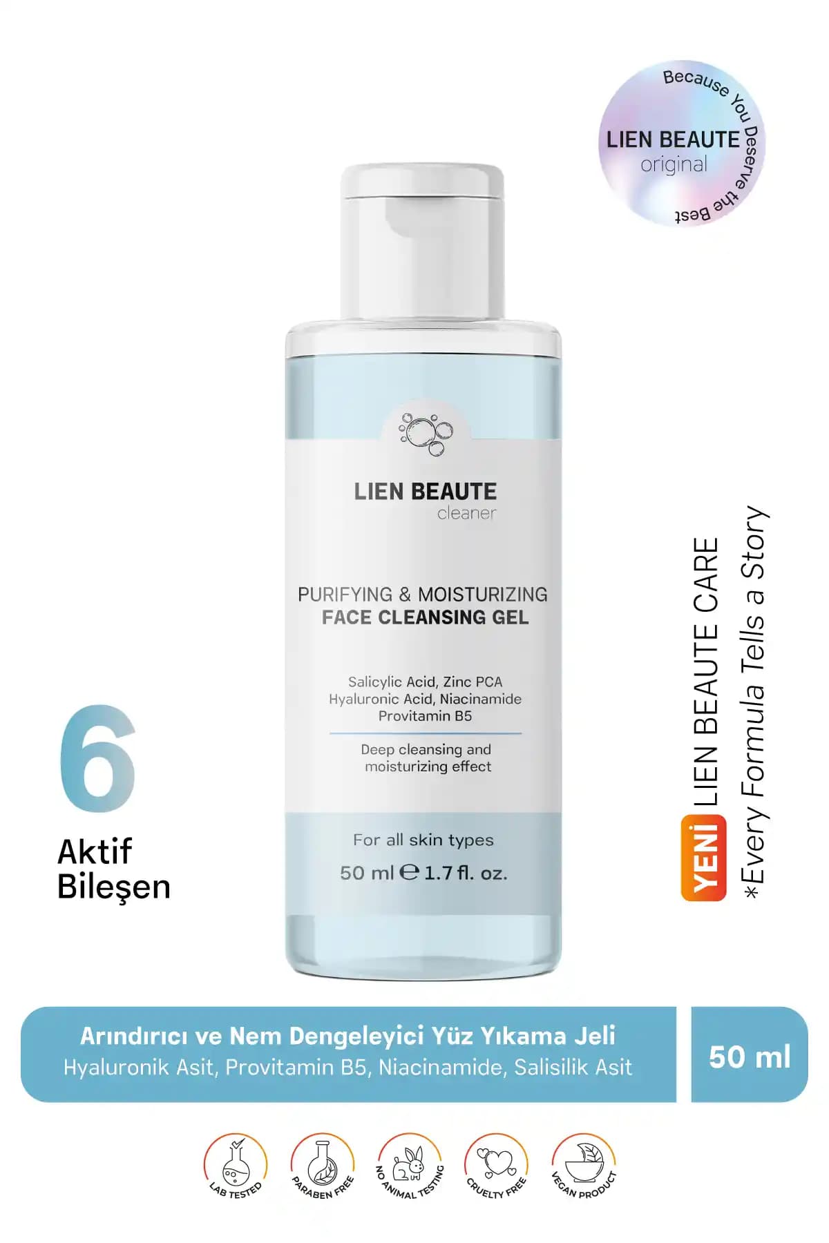 Lien Beaute Arındırıcı ve Nem Dengeleyici Yüz Yıkama Jeli: Derin Temizlik ve Nem Sağlama