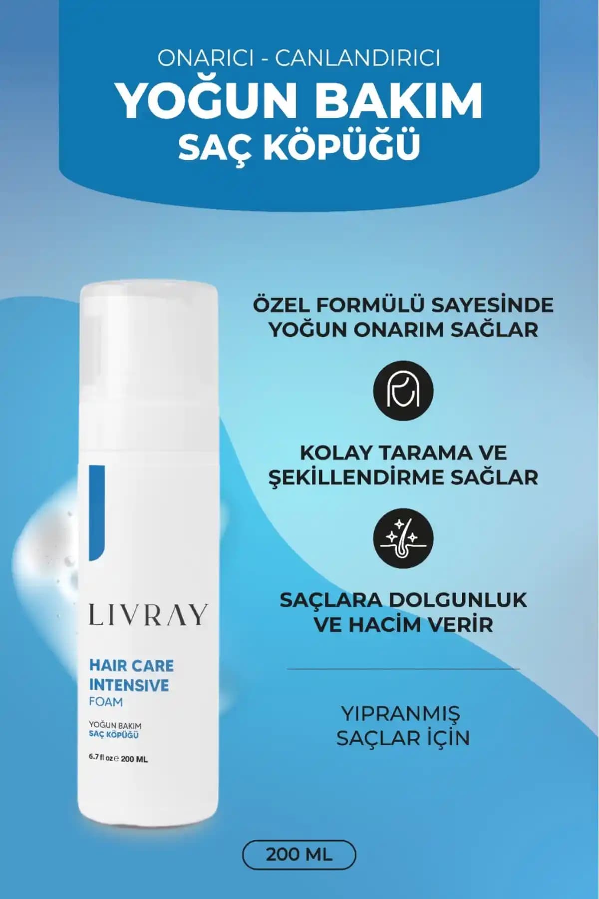 Livray Yoğun Bakım Saç Köpüğü 200 ml için kapsamlı inceleme ve performans analizi