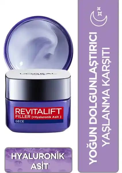 L’Oréal Paris Revitalift Filler Gece Kremi 50 ml – Hyaluronik Asit ve Galanga ile Dolgunluk
