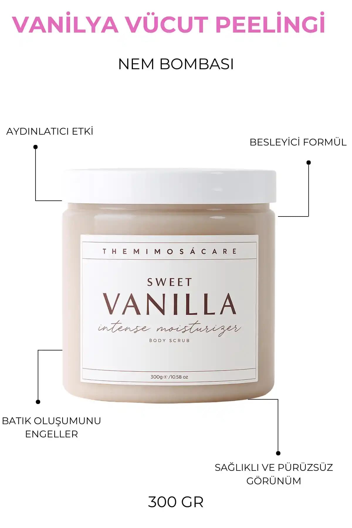 Mimosa Care Vanilya Özlü Nem Bombası Vücut Peelingi - Vegan, Kadife Nem ve Hızlı Emilim