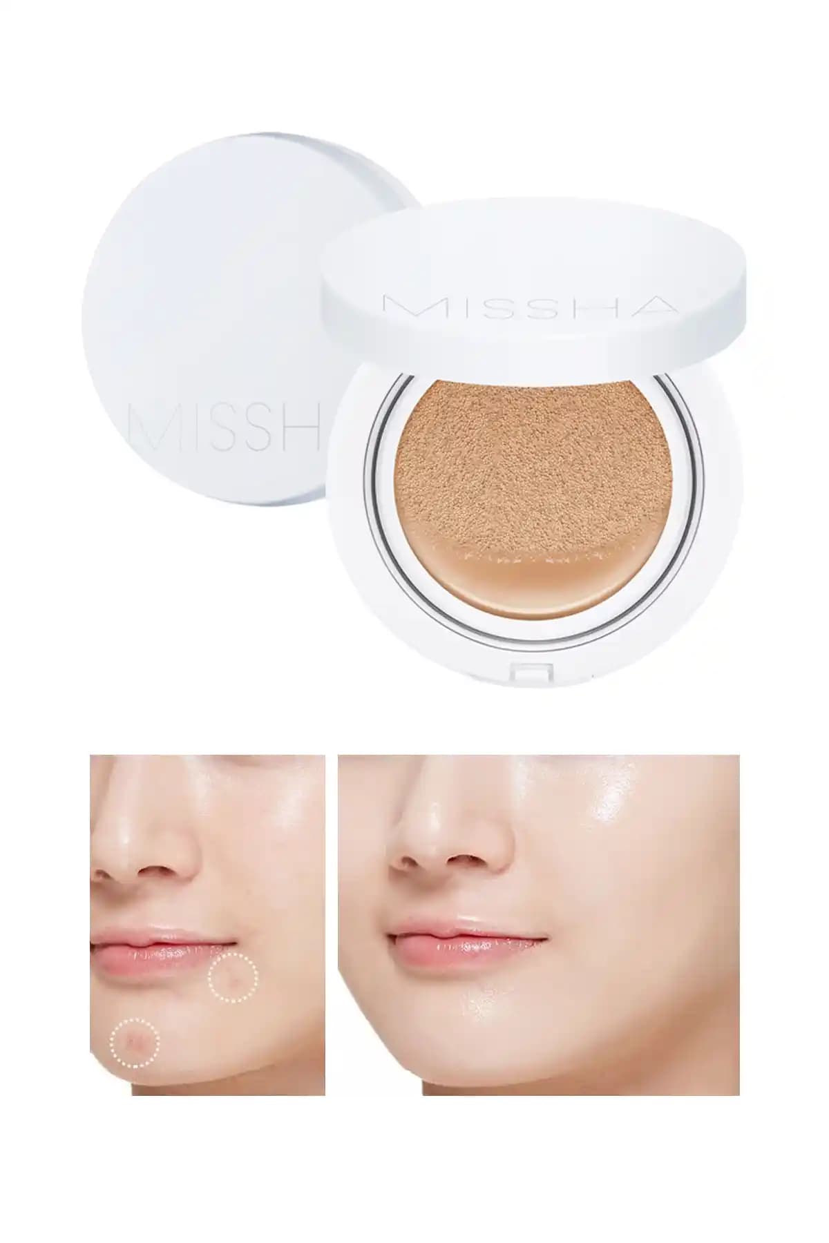 Missha Magic Cushion Moist Up SPF 50+ PA+++ No.23: Hafif kapatıcı kompakt fondöten