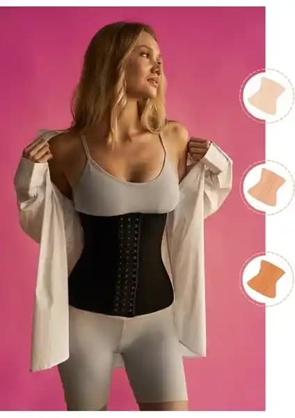 Mistirik Doğum Sonrası Askısız Bel Eğitmeni Siyah ile Mistirik Erkek Latex Korse