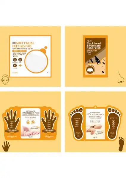 MjCare Peeling Seti: Normal Ciltler İçin Yüz, Burun, El ve Ayak Peeling ve Nemlendirme