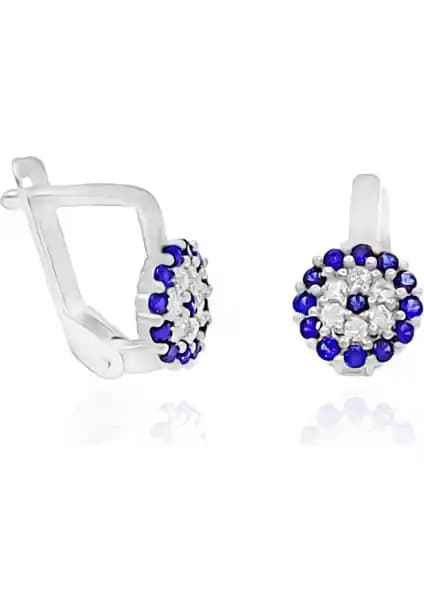 Nazar Boncuğu Motifli Klipsli 925 Ayar Gümüş Küpe, Zirkon Taşlı Şık Tasarım Duruş