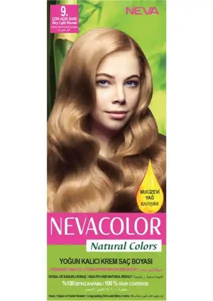 Nevacolor Natural Colors 9 Çok Açık Sarı Kalıcı Krem Saç Boyası Seti – Mucizevi Yağ Bakım