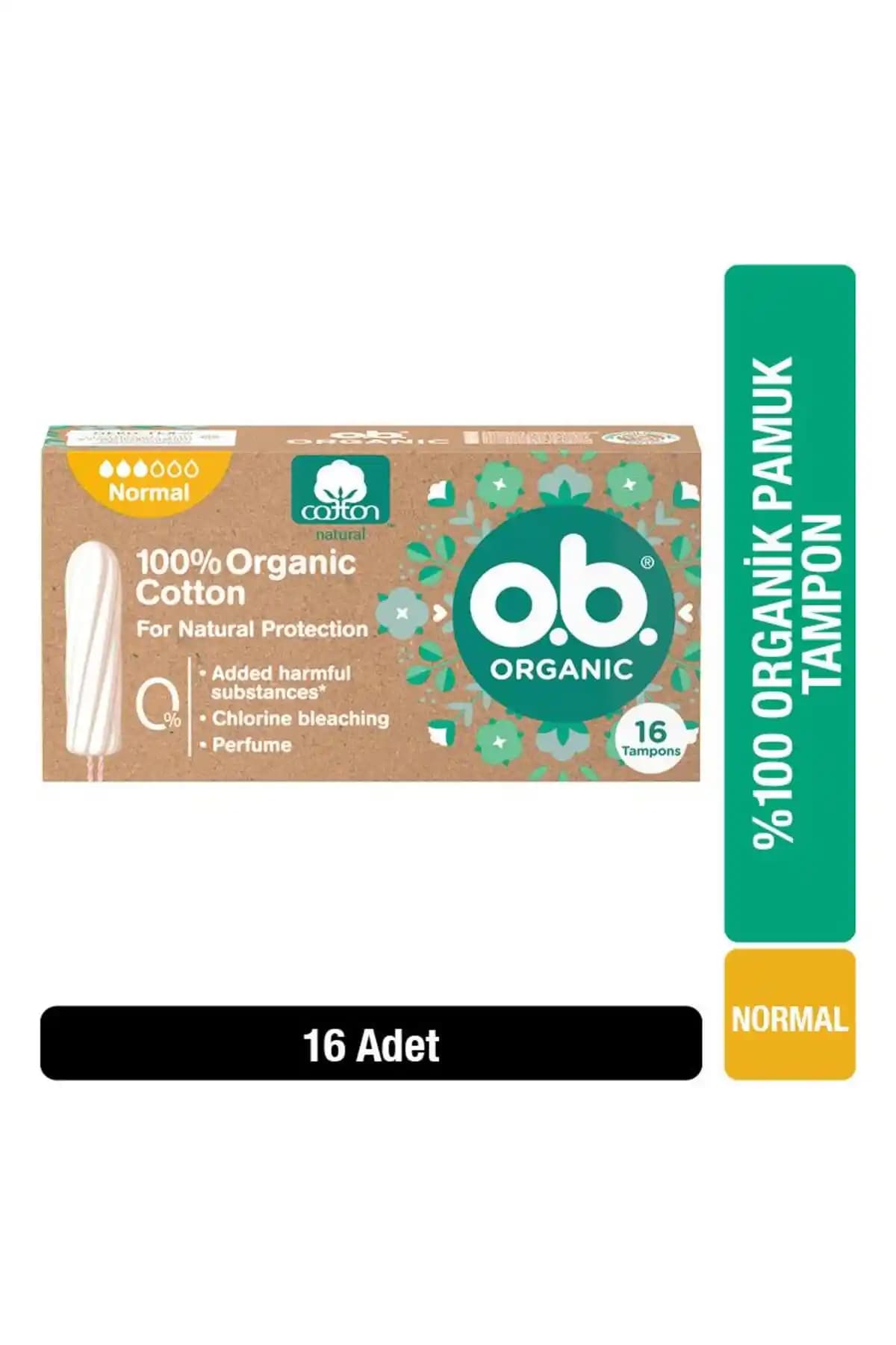 o.b Organic Normal Tampon 16'lı Paket: Organik Pamuk, Parfümsüz ve Sürdürülebilir Ambalaj