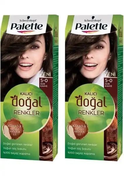 Palette Kalıcı Doğal Renkler Saç Boyası 5-0 Açık Kahve: Görünüm ve Argan Yağı Bakımı