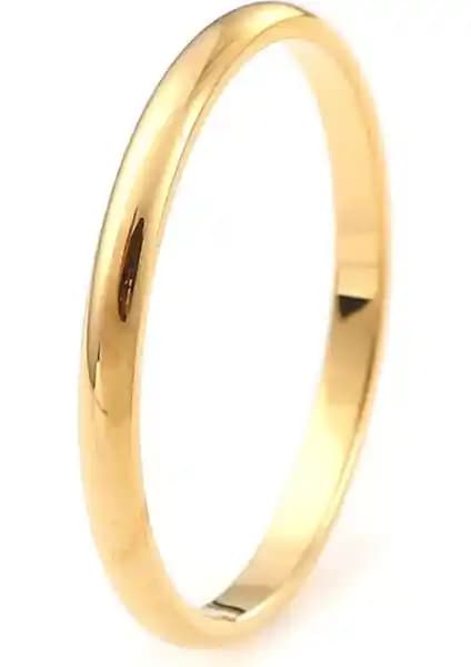 Paslanmaz Çelik 2 mm İnce Bombeli Yüzük: Nişan ve Evlilik İçin Zarif Sade Tasarım