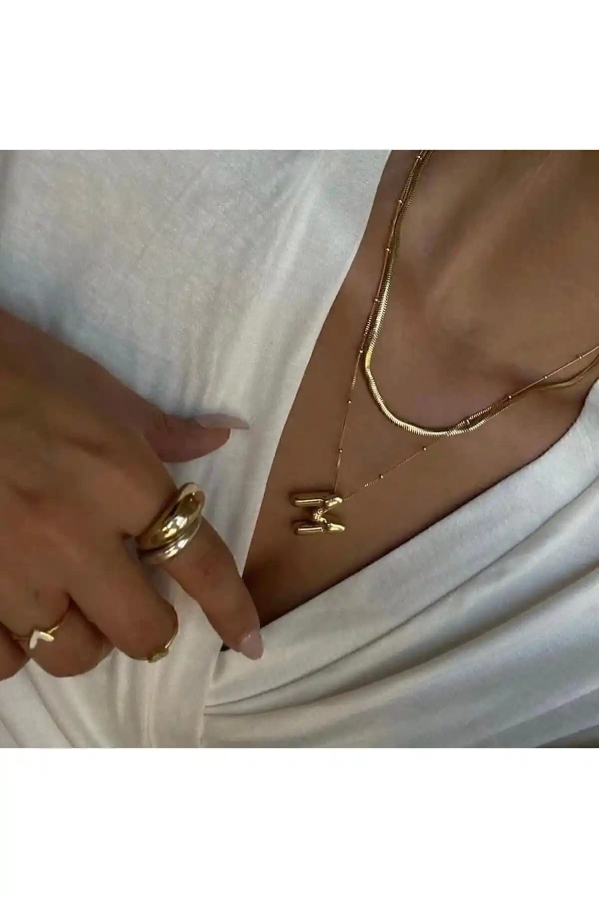 Paslanmaz Çelik Balon M Harf Kolye - Altın Ton, Hipoalerjenik ve Dayanıklı Aksesuar