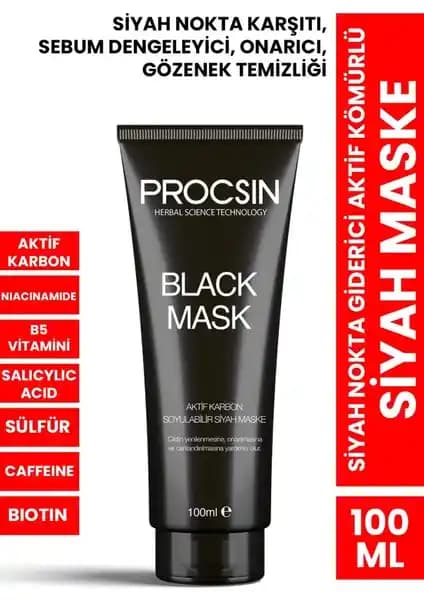 Procsin Aktif Karbonlu Jel Yüz Maskesi: Siyah Noktalarla Mücadele ve Gözenek Temizliği