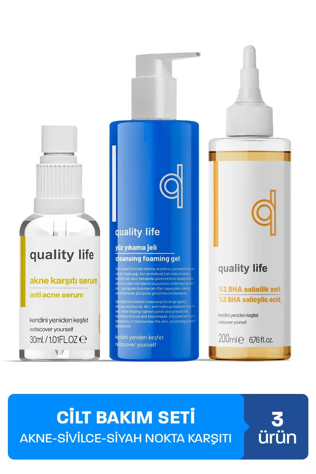 Quality Life Salisilik Asit İçerikli Sivilce Karşıtı Set: Siyah Nokta ve Gözenek Temizliği
