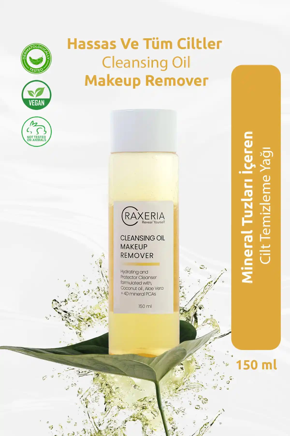 Raxeria Yağ Bazlı Temizleme Yağı: Hyalüronik Asit İçeren Yüz ve Vücut Makyaj Temizleyici