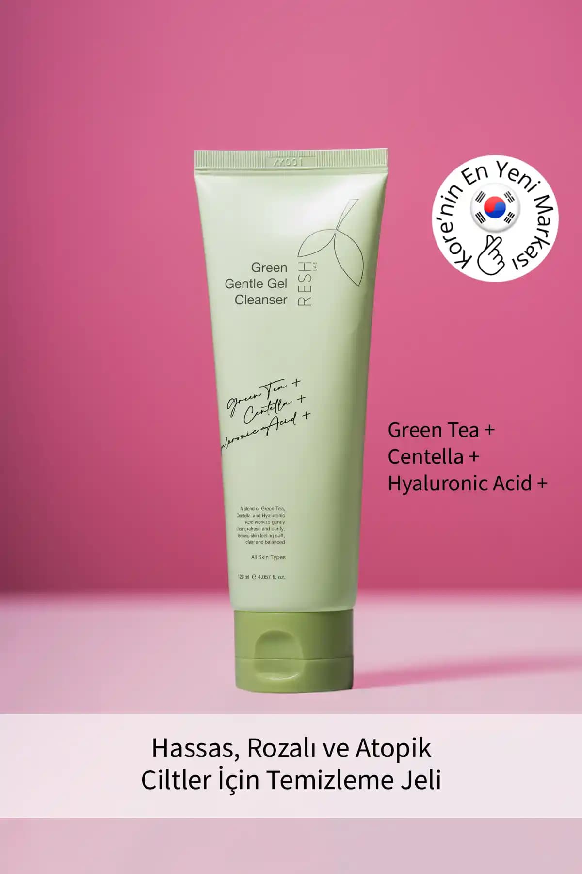 RESH LAB Green Gentle Gel Cleanser: Hassas Ciltler İçin Hyaluronik Asit Destekli Jel