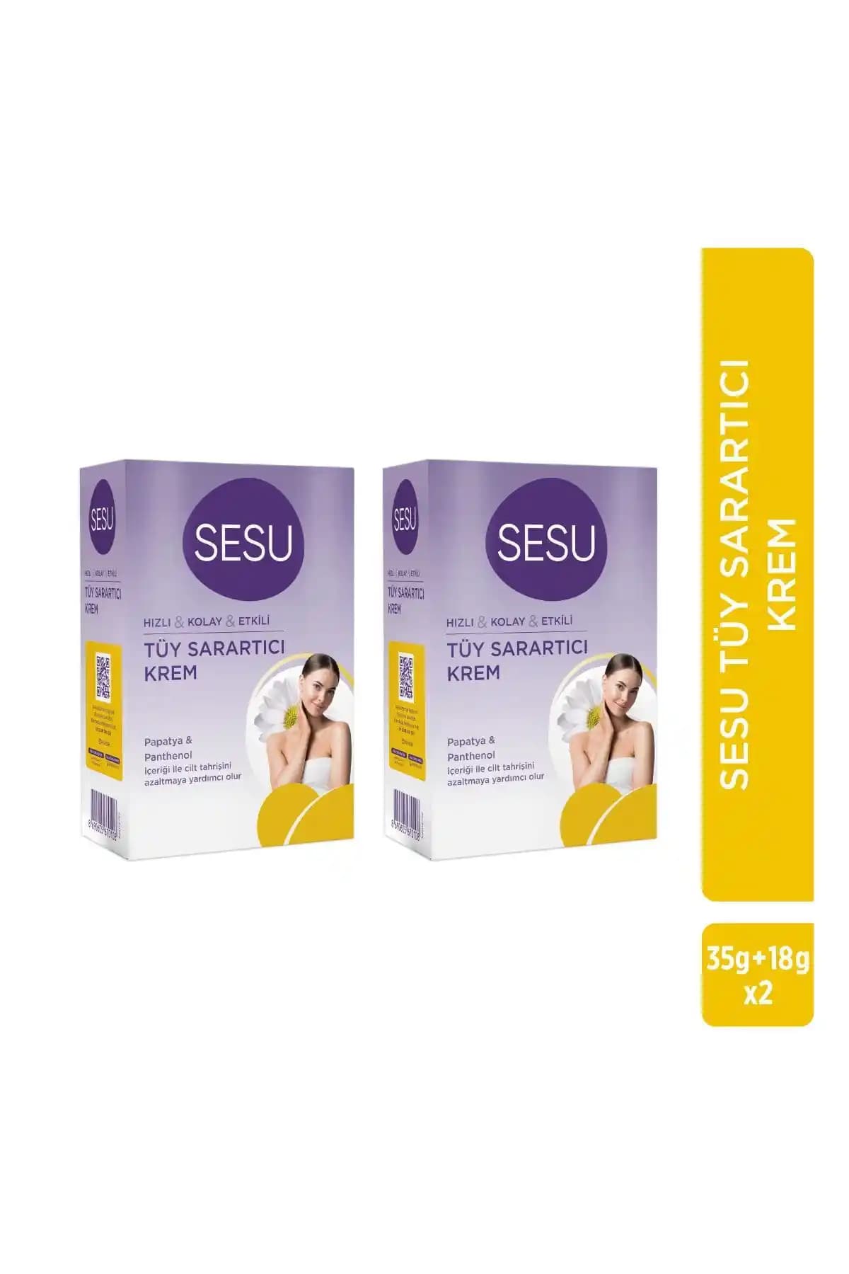 Sesu Tüy Sarartıcı Krem 2x35 ml: Papatya Özlü, Hassas Cilt için Tahriş Azaltıcı