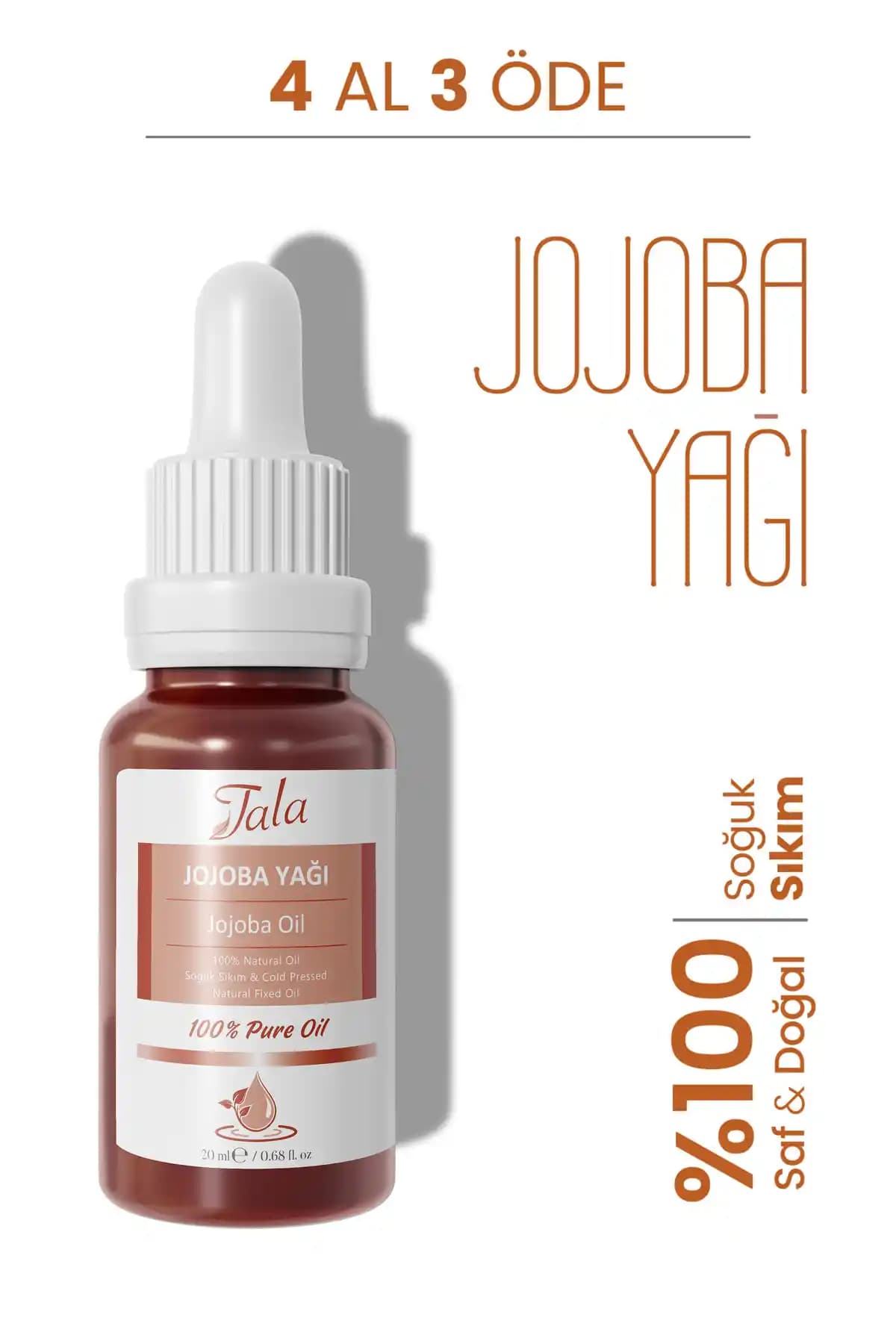 Tala Jojoba Yağı %100 Saf ve Doğal Soğuk Sıkım 20 ml Saç ve Cilt İçin Hafif Nemlendirme