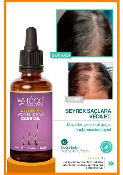 Wyess Kadınlara Özel Saç Bakım Yağı: Doğal İçeriklerle Saçı Güçlendirir ve Dökülmeyi Azaltır