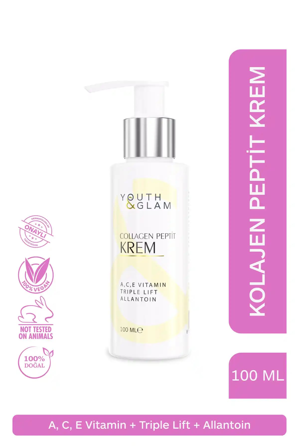 YOUTH&GLAM Kolajen Peptit Cilt Bakım Kremi: Yaşlanma Karşıtı ve Elastikiyeti Destekler