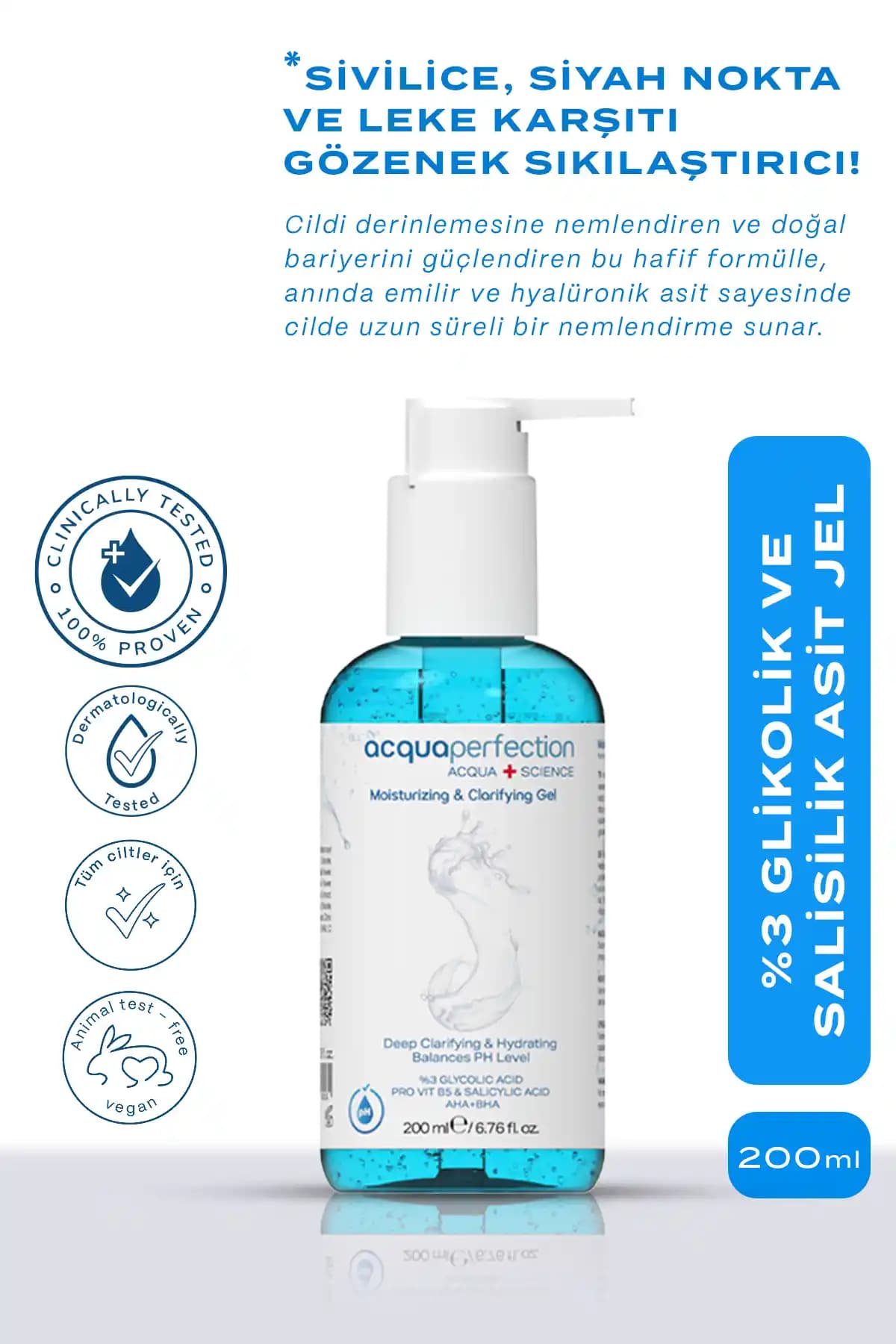 Acqua Perfection %3 Glikolik ve Salisilik Asit İçeren Gözenek Sıkılaştırıcı Siyah Nokta ve Leke Karşıtı Jel