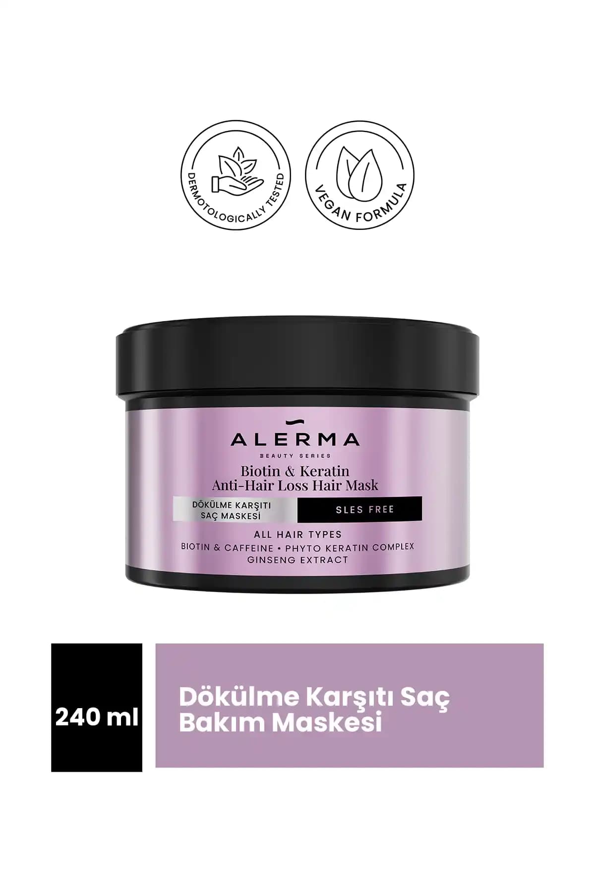 Alerma Biotin & Keratin Saç Bakım Maskesi 240 ML - Dökülme Karşıtı ve Güçlendirici
