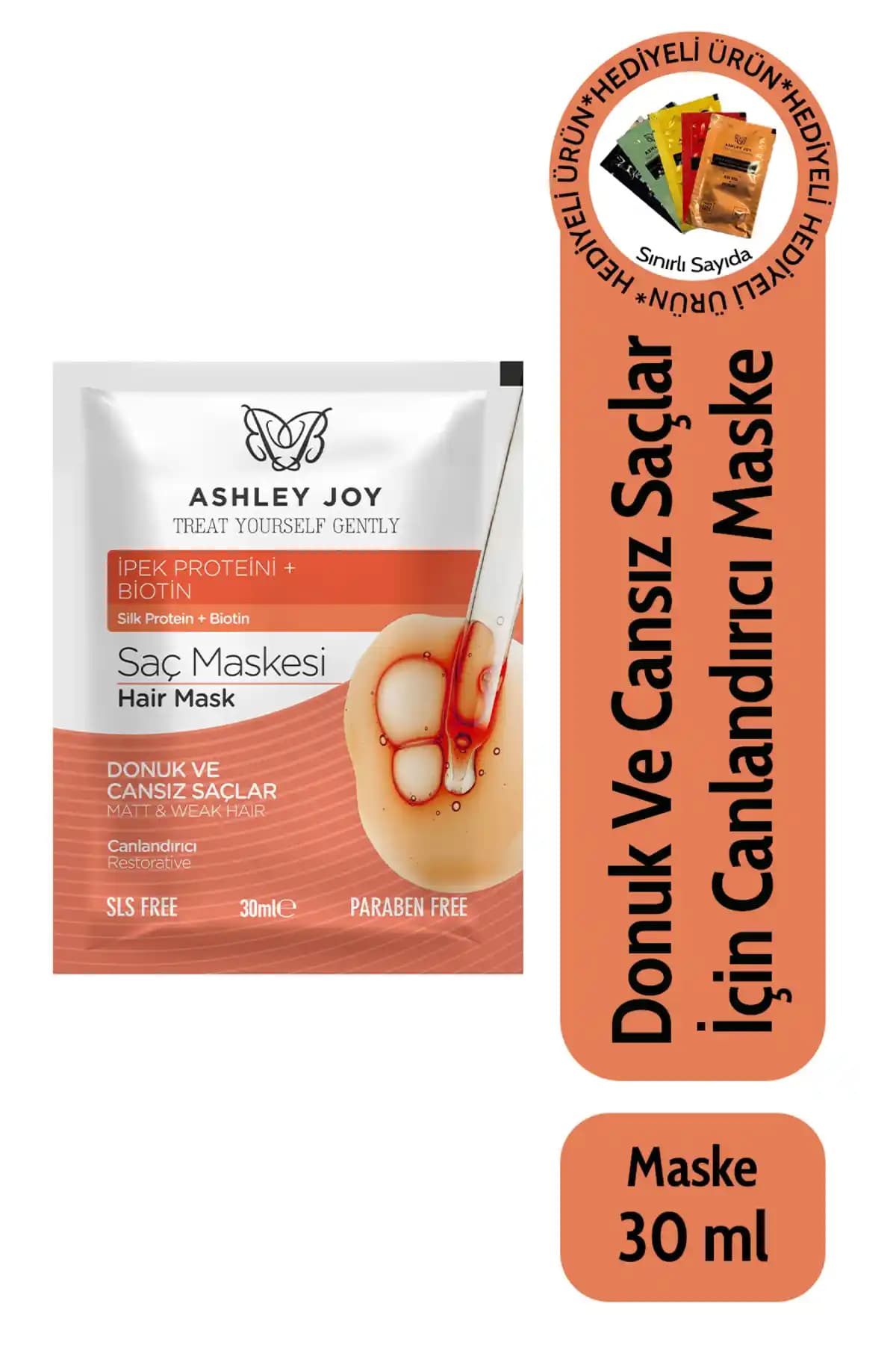 Ashley Joy Donuk ve Cansız Saçlar İçin İpek Proteini İçeren Canlandırıcı Saç Maskesi