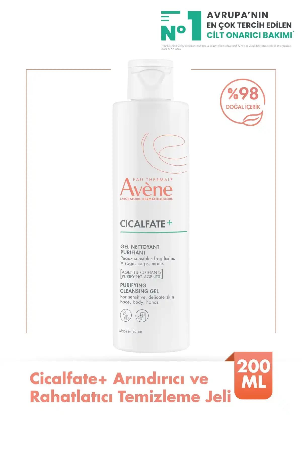 Avene Cicalfate+ Arındırıcı ve Rahatlatıcı Temizleme Jeli 200 ml Hassas Ciltler İçin
