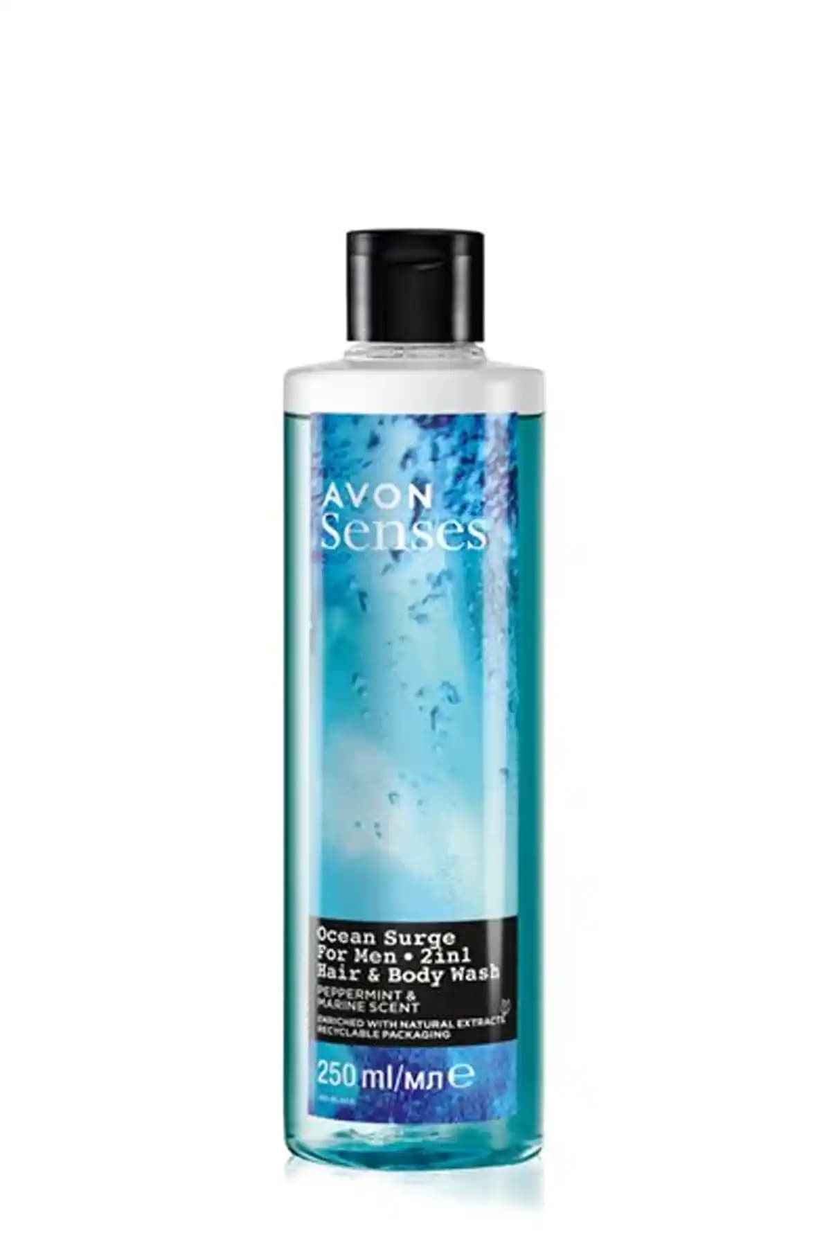 Avon Senses Ocean Surge 250 ml Erkek Duş Jeli - Nane ve Deniz Kokulu Ferahlatıcı Bakım