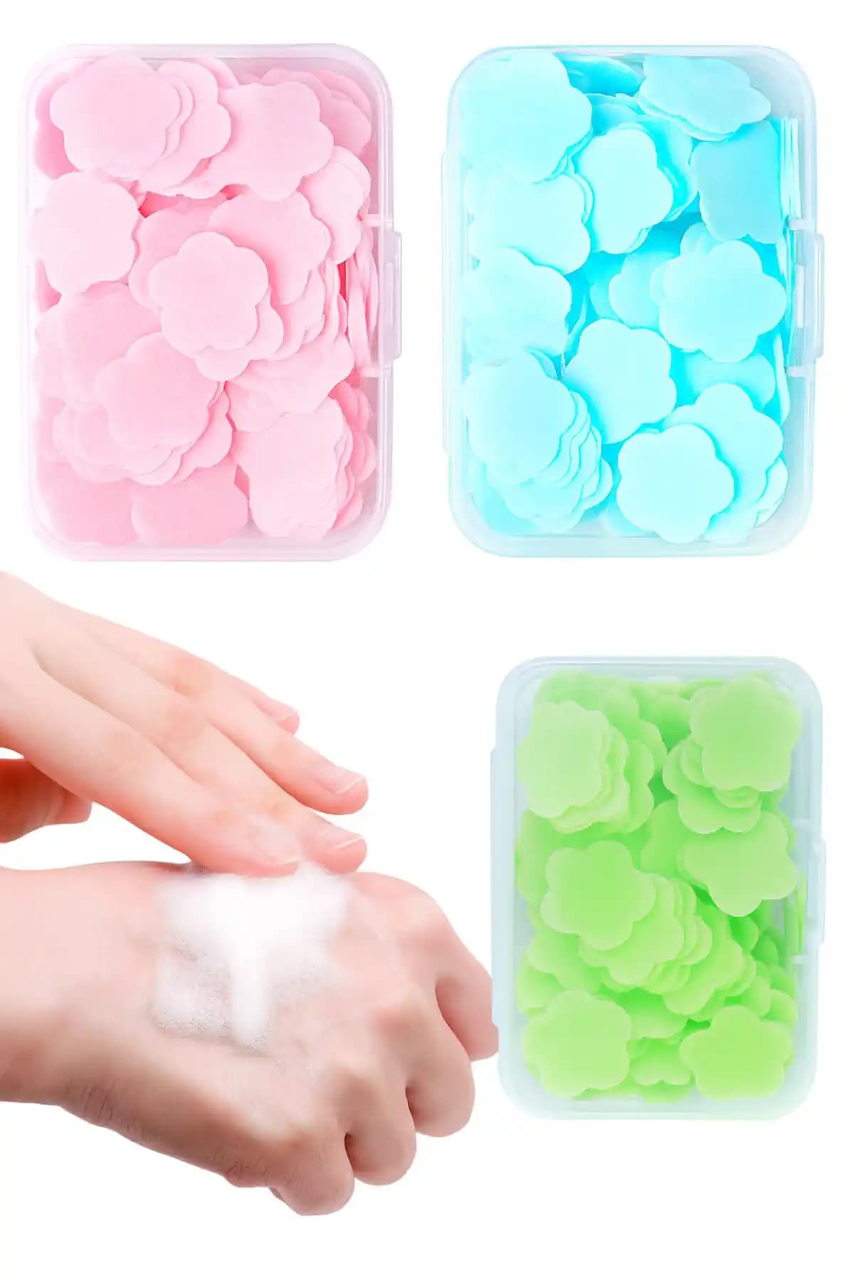 AYGÖREN HOME 100 Yaprak Parfümlü Eriyen Mini Kağıt Sabun ile Pratik ve Renkli Hijyen Çözümü