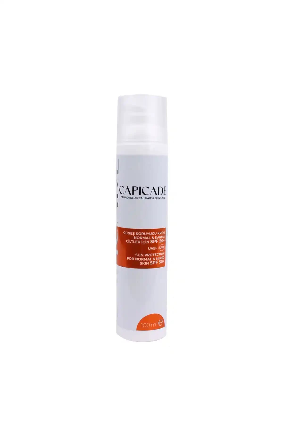 Capicade SPF 50+ Güneş Koruyucu Krem Normal ve Karma Ciltler İçin 100ml