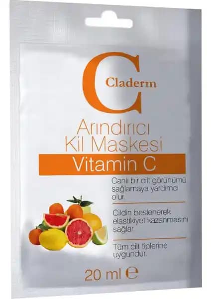 Claderm Toz Yüz Maskesi 20 ml - Kil ve C Vitamini ile Leke Karşıtı ve Canlandırıcı Bakım