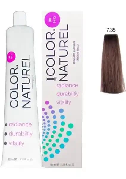 Color Naturel 7.35 Açık Altın Akaju Saç Boyası 100 ml - Kalıcı Beyaz Kapama ve Besleyici Formül