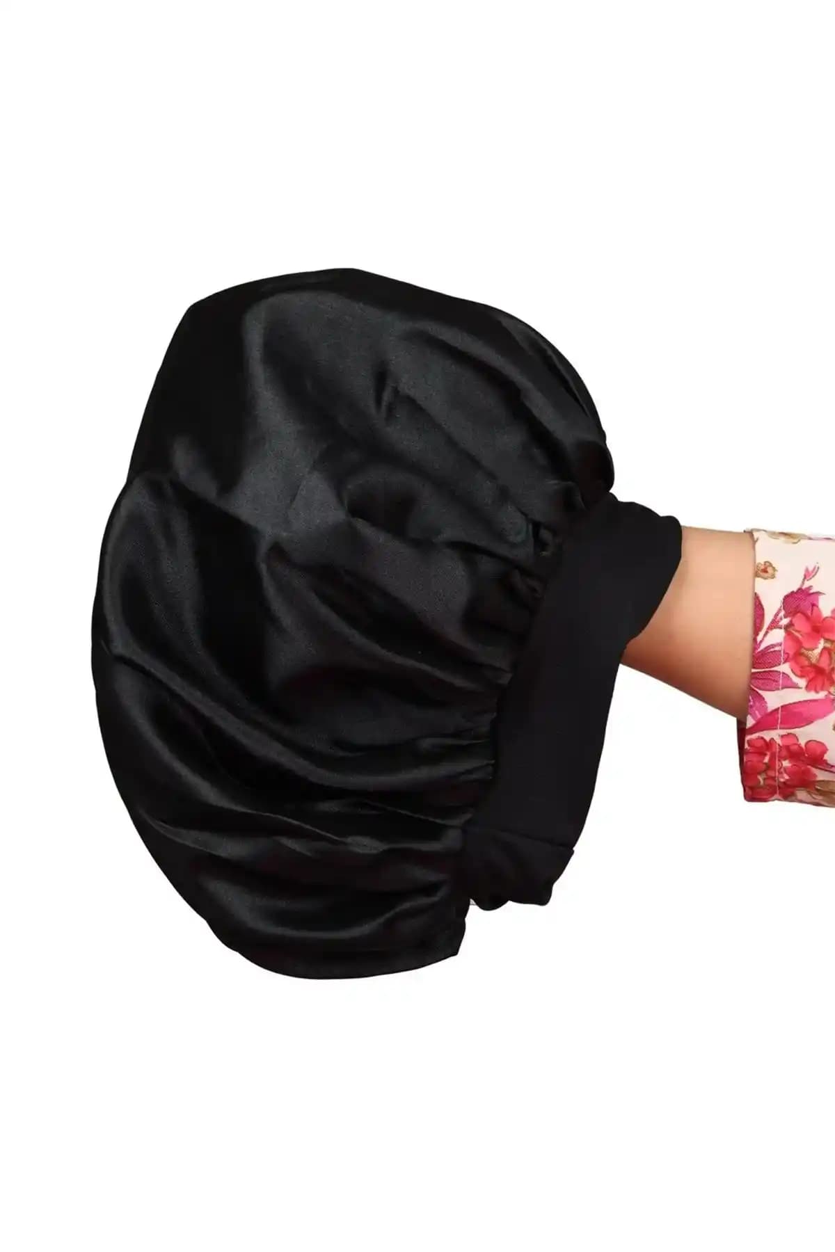 Deko Dekor Kıvırcık Saçlar İçin Siyah Saten Bone ile Saç Sağlığınızı Koruyun