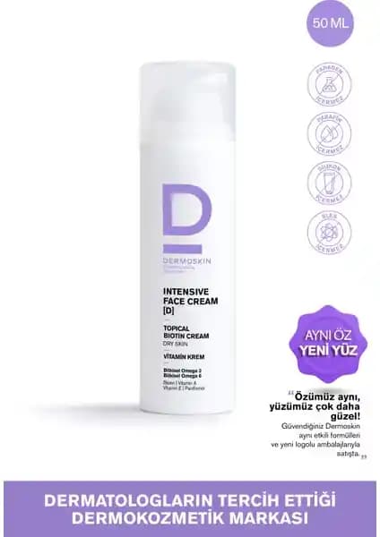 Dermoskin Intensive Face Topicalbiotin Cream(D): Kuru Ciltler İçin Yoğun Nemlendirici ve Bakım Kremi