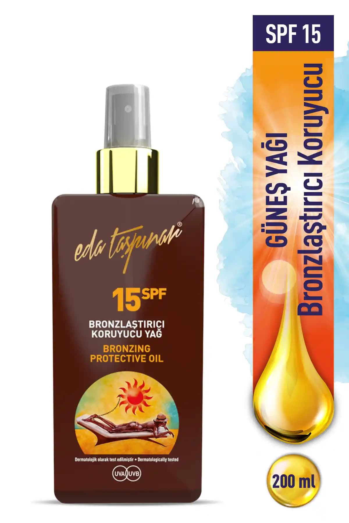 Eda Taşpınar Bronzlaştırıcı Koruyucu Yağ Sprey 200 ml ile Doğal ve Dengeli Güneş Koruması
