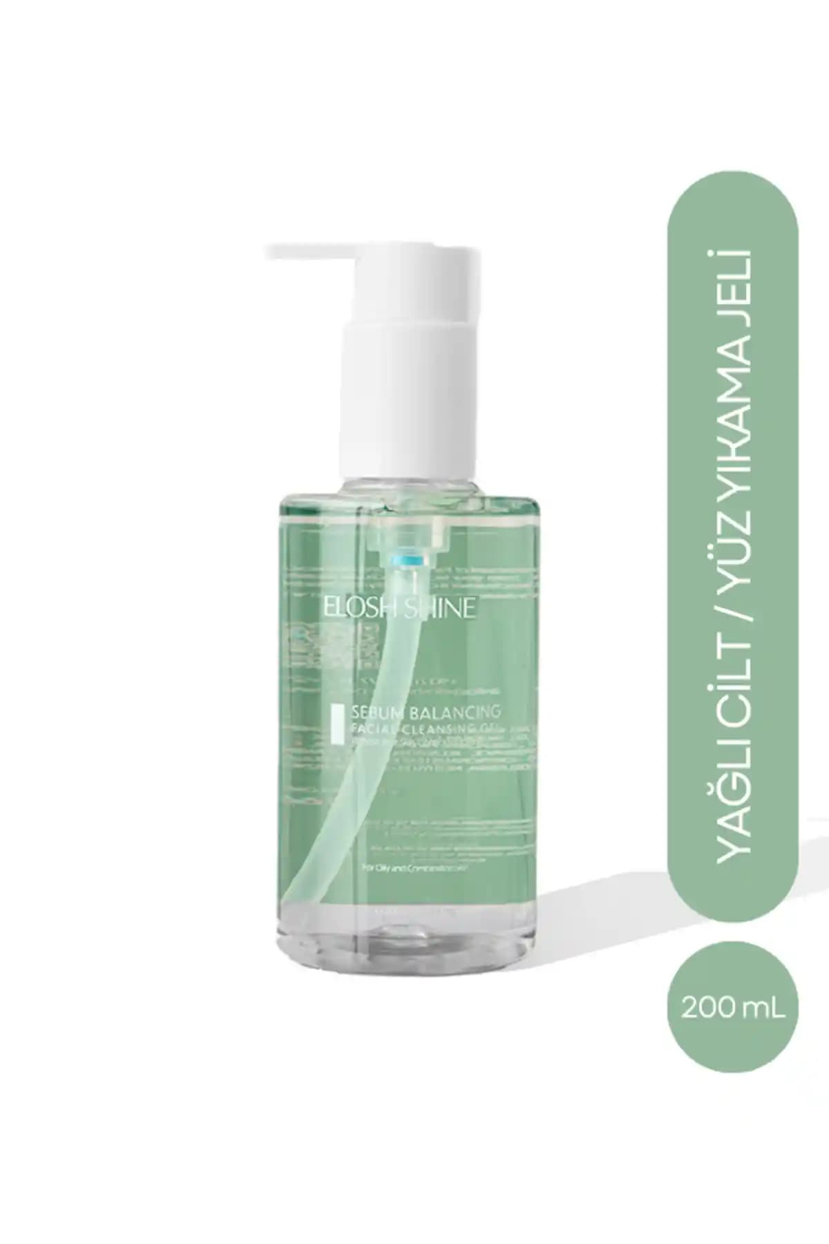 Elosh Shine Sebum Dengeleyici Yüz Yıkama Jeli 200 ml - Yağlı Ciltler İçin Etkili Temizlik