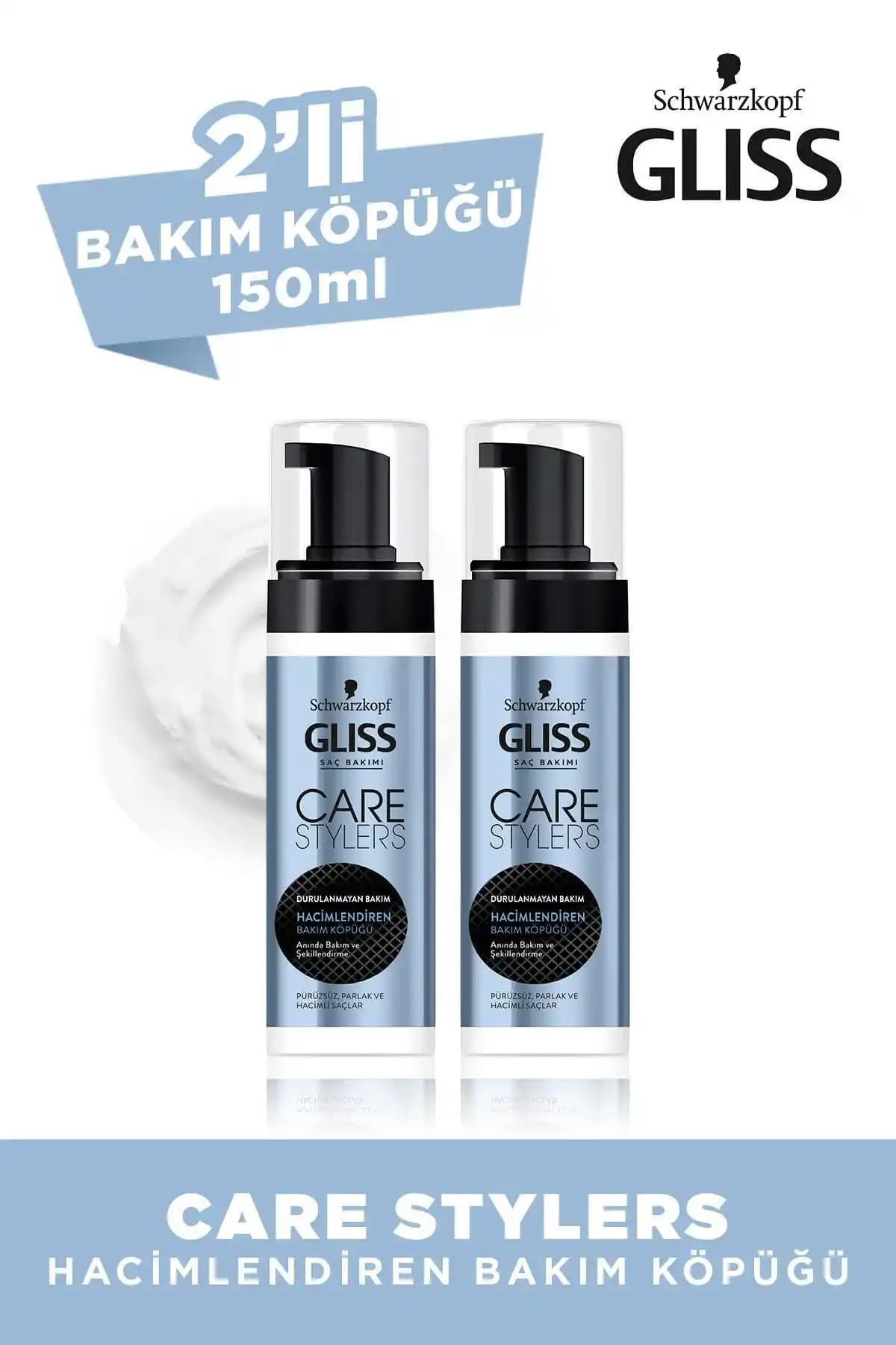 Gliss Care Stylers Hacimlendiren Saç Bakım Köpüğü 150 ml 2'li Set - Doğal Hacim ve Dolgunluk