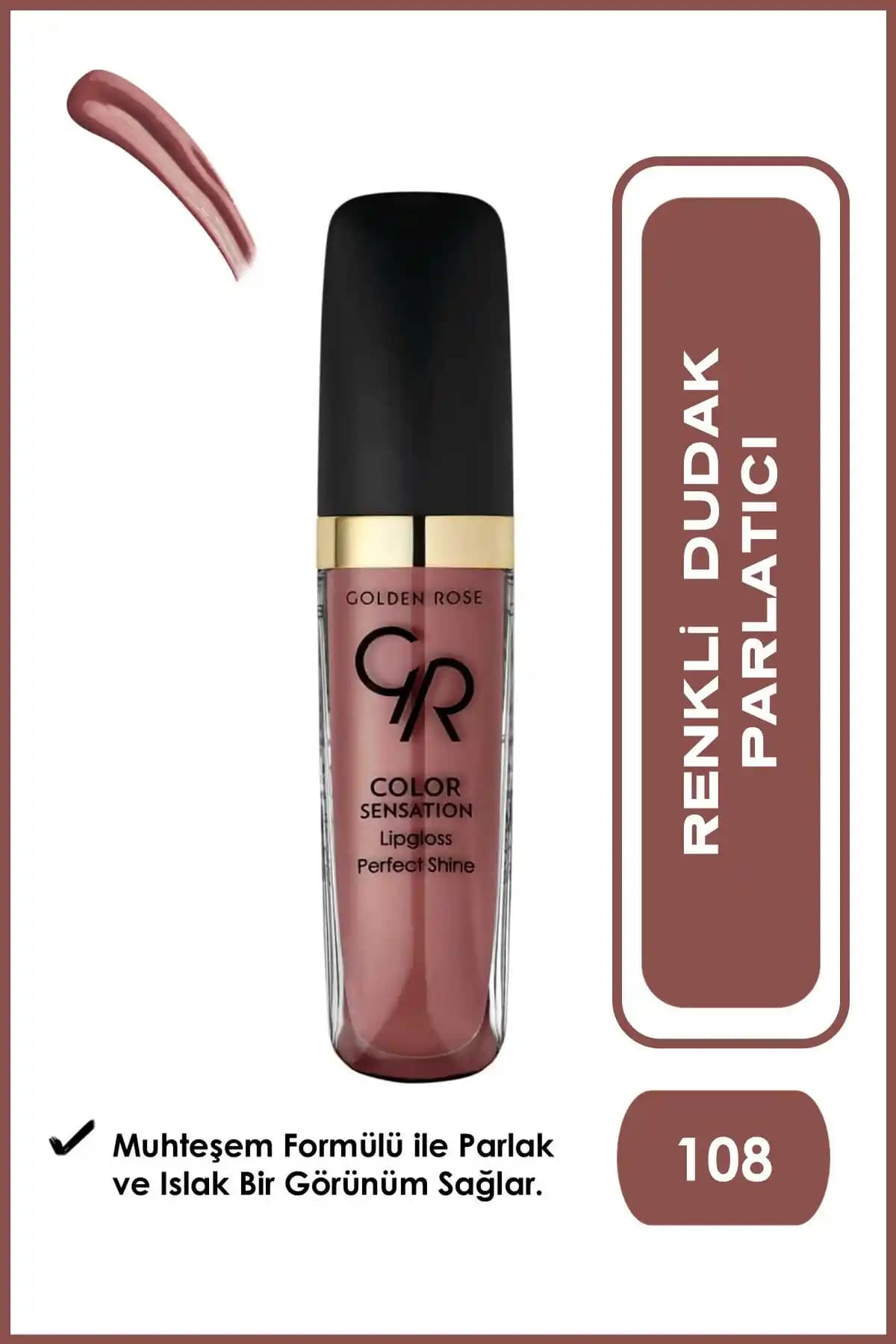 Golden Rose Color Sensation Lipgloss 108: Canlı ve Parlak Dudaklar İçin Organik Dudak Parlatıcısı