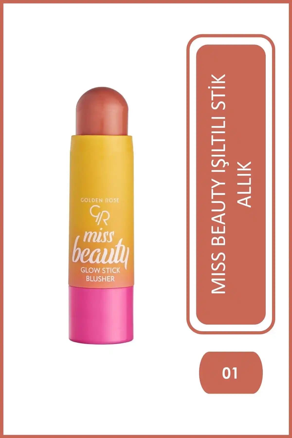 Golden Rose Miss Beauty Glow Stick Blusher 01 Peach Flash Doğal ve Canlı Allık