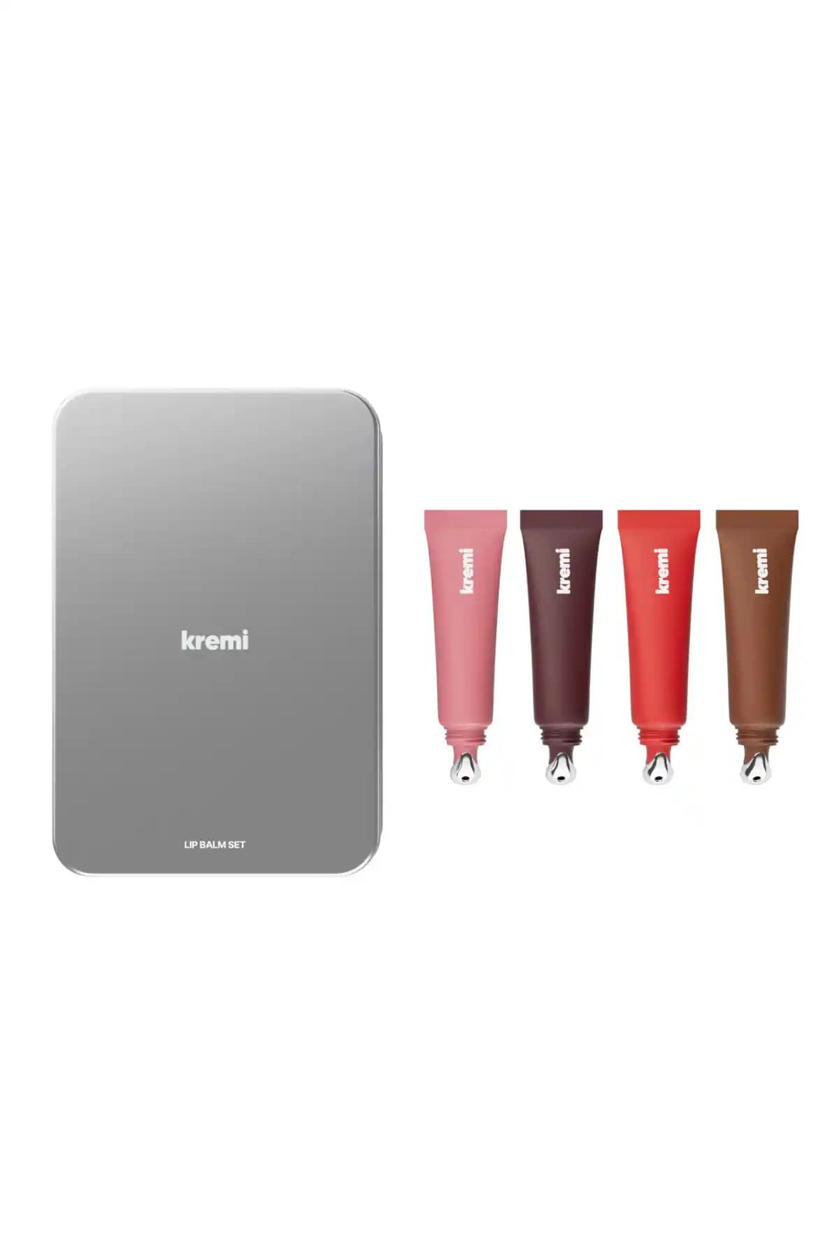 Kremi Lip Balm Set 4 Renkli Vegan Dudak Bakım Seti Metal Kutu ile Şıklık