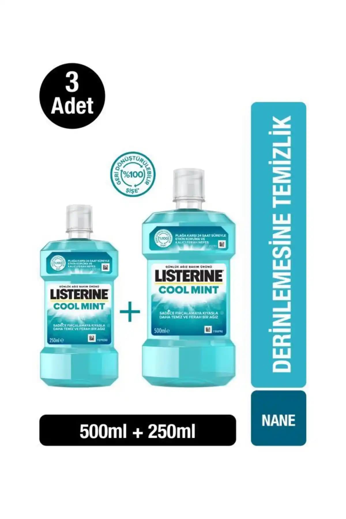 Listerine 500+250 Coolmint x 3: Alkolsüz ve Ferahlatıcı Ağız Bakım Paketi