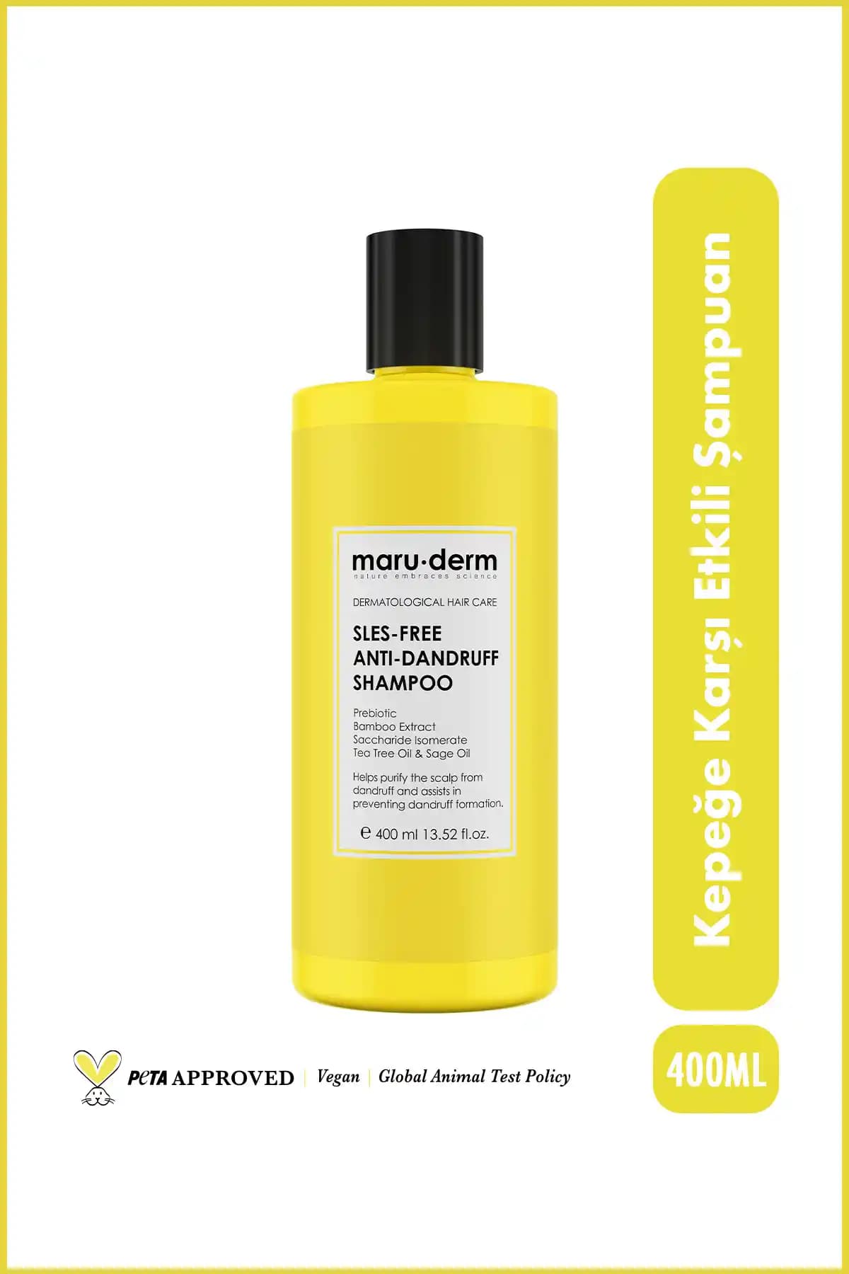 Maru.Derm Kepeğe Karşı Etkili Sülfatsız Şampuan 400 ML - Doğal ve Vegan Formül