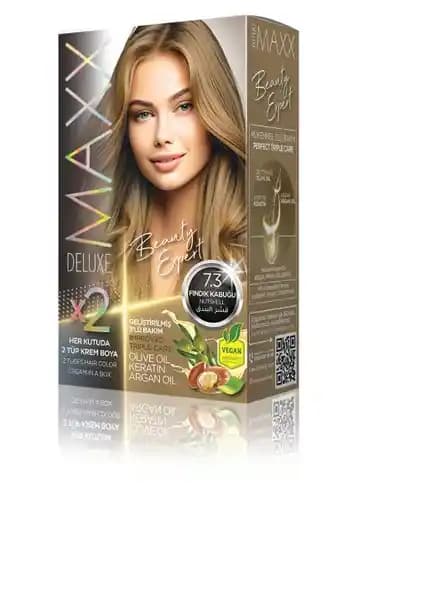 Maxx Deluxe BEAUTY EXPERT 7.3 Fındık Kabuğu Saç Boyası Seti ile Doğal ve Kalıcı Renk