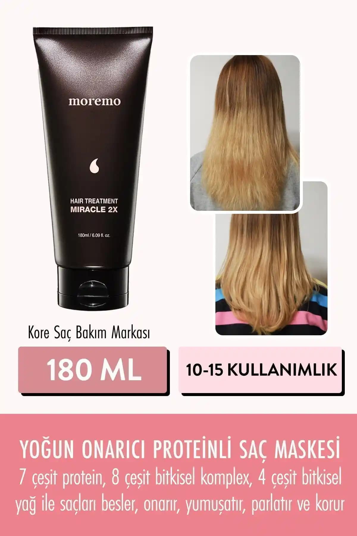 Moremo Hair Treatment 2x Miracle Onarıcı Saç Maskesi 180 ml ile Yoğun Nem ve Onarım