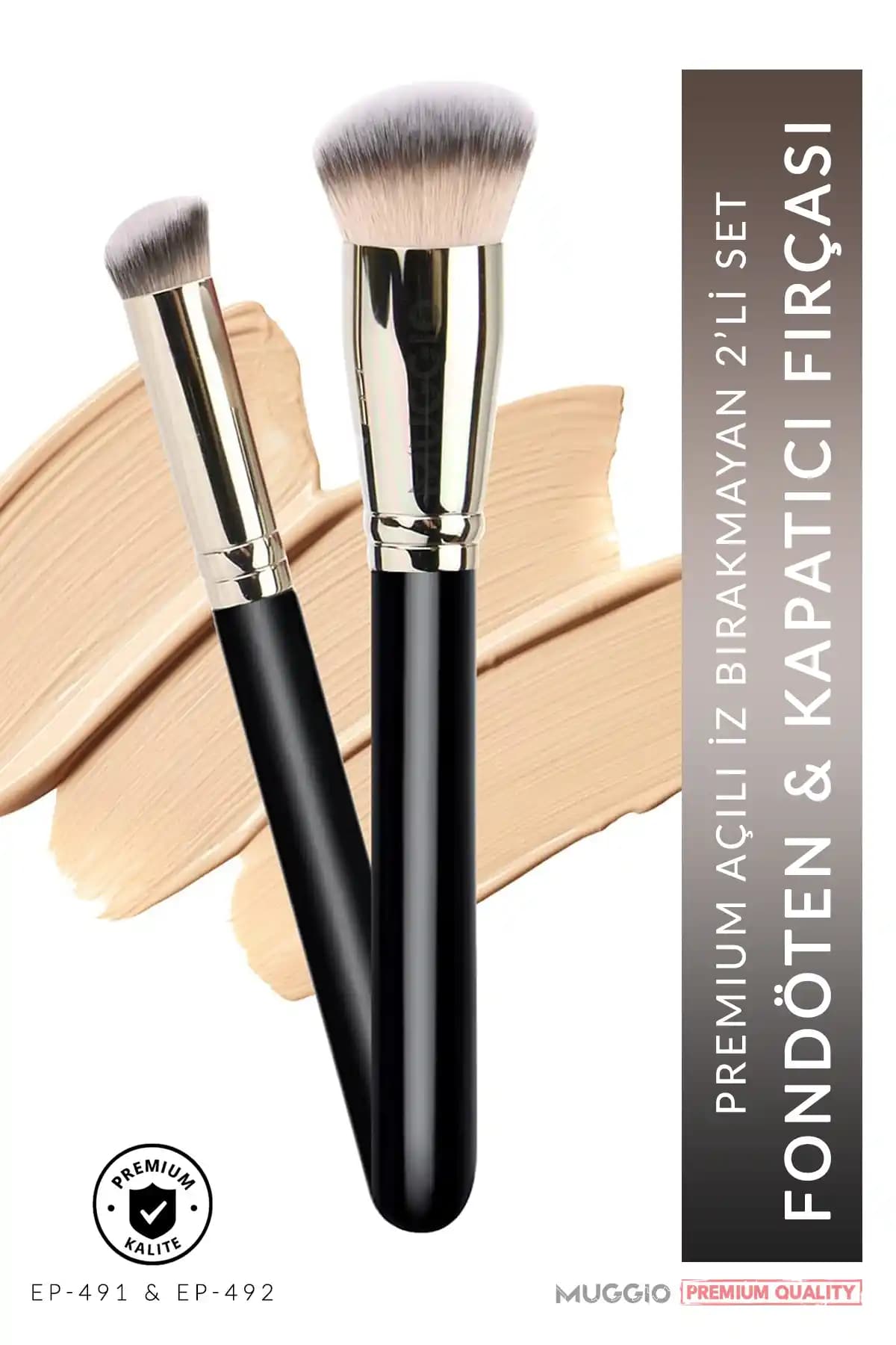 Muggio 2'li Premium Fondöten ve Kapatıcı Kabuki Makyaj Fırça Seti Özellikleri ve Kullanımı