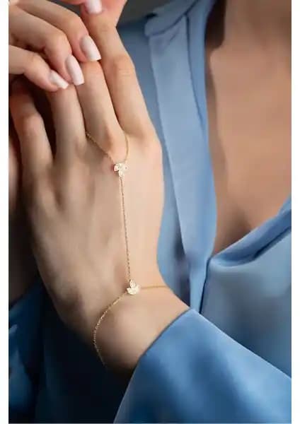 Nereze 925 Ayar Gümüş Gold Kaplama Lotus Çiçeği Şahmeran Bileklik Zarif Tasarım