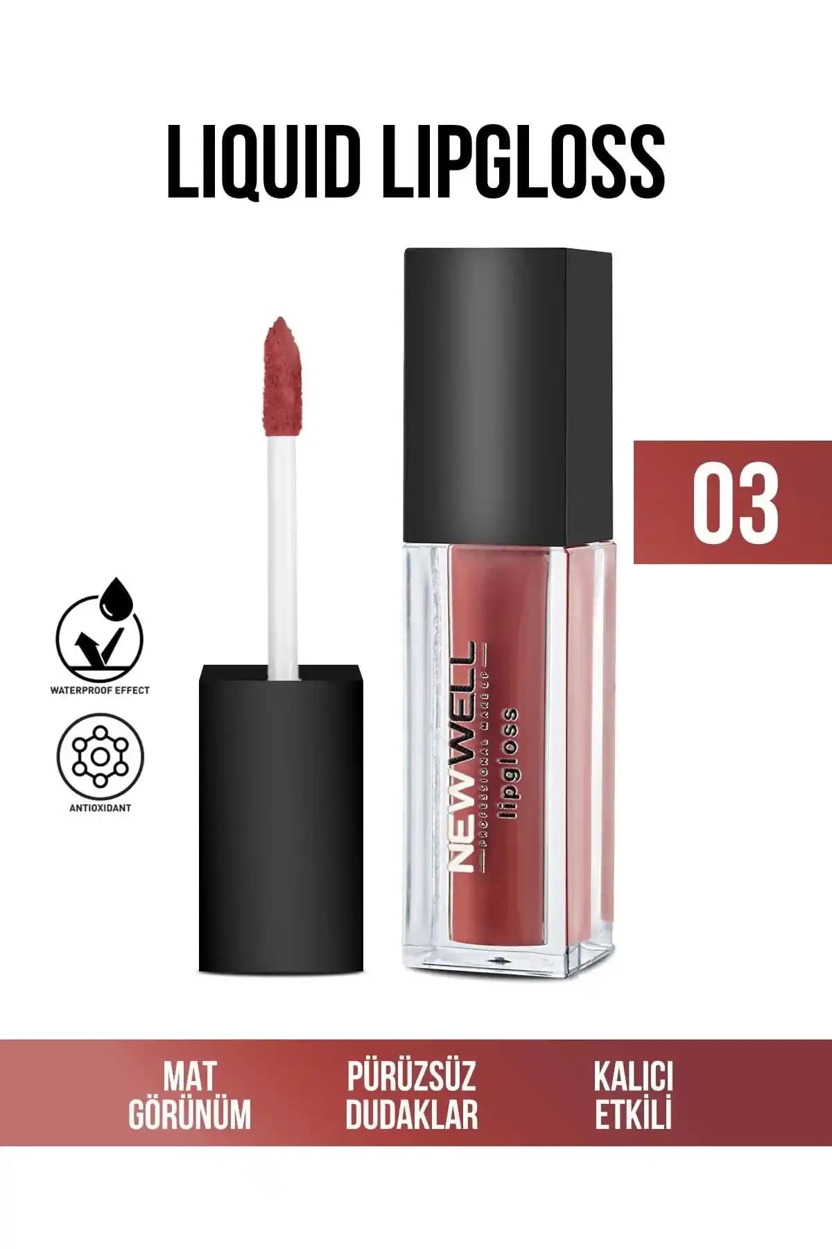 New Well Liquid Lipgloss 03: Kalıcı, Nemlendirici ve Doğal Görünümlü Dudak Parlatıcısı